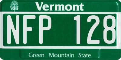 VT license plate NFP128