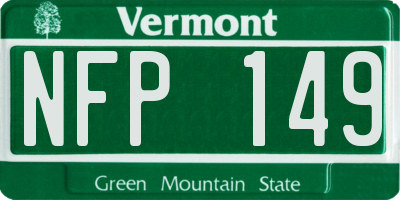 VT license plate NFP149