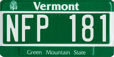 VT license plate NFP181