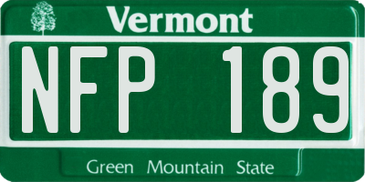 VT license plate NFP189