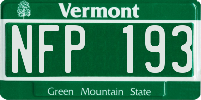 VT license plate NFP193