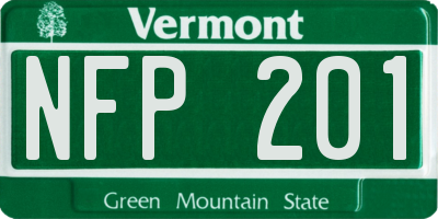 VT license plate NFP201
