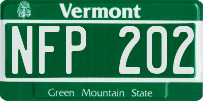 VT license plate NFP202