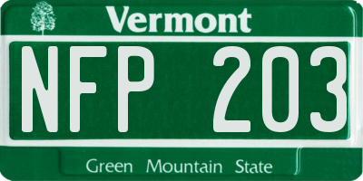 VT license plate NFP203