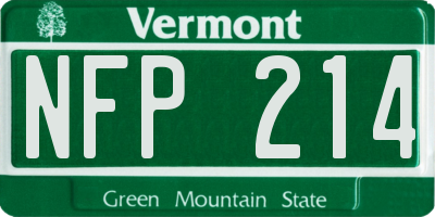 VT license plate NFP214
