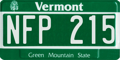 VT license plate NFP215