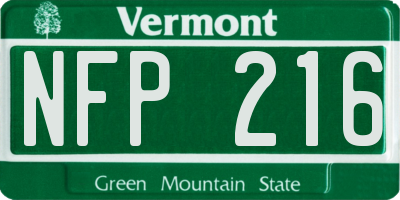 VT license plate NFP216
