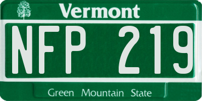 VT license plate NFP219