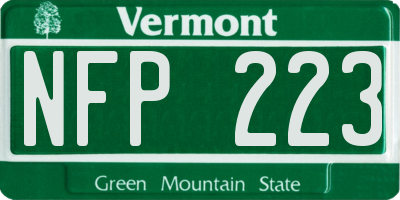 VT license plate NFP223