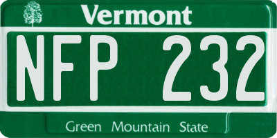 VT license plate NFP232
