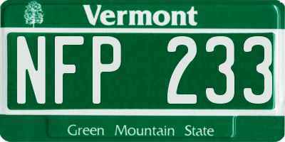 VT license plate NFP233