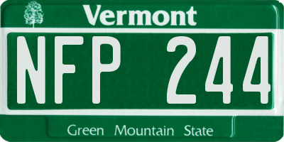 VT license plate NFP244