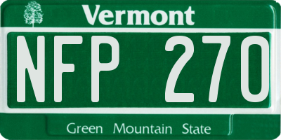 VT license plate NFP270