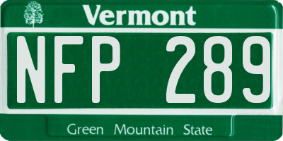 VT license plate NFP289