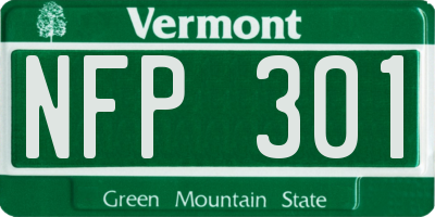 VT license plate NFP301