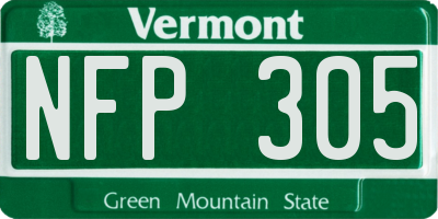 VT license plate NFP305