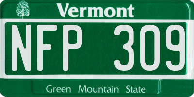 VT license plate NFP309