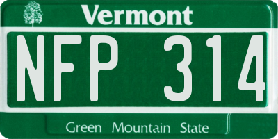 VT license plate NFP314
