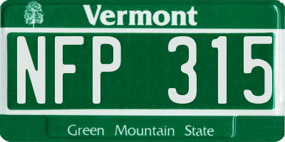VT license plate NFP315