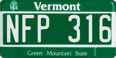 VT license plate NFP316