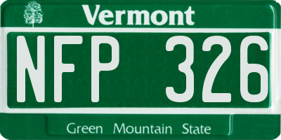 VT license plate NFP326