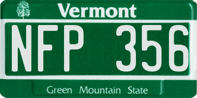 VT license plate NFP356