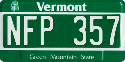 VT license plate NFP357