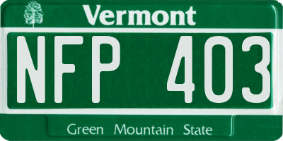 VT license plate NFP403