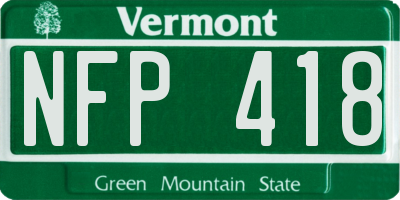 VT license plate NFP418