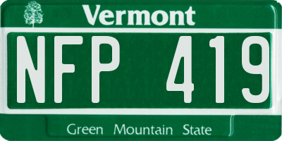 VT license plate NFP419
