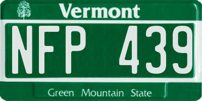 VT license plate NFP439