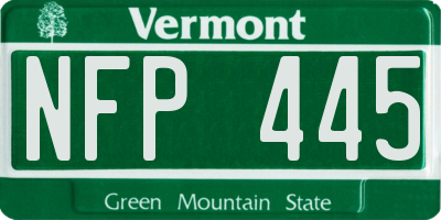VT license plate NFP445