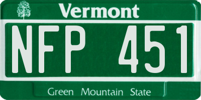 VT license plate NFP451