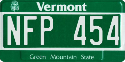 VT license plate NFP454