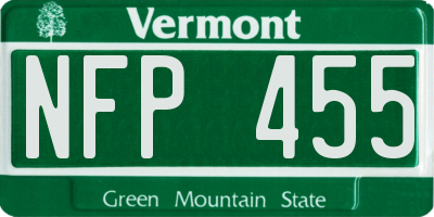 VT license plate NFP455