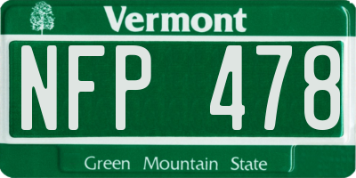 VT license plate NFP478