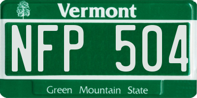 VT license plate NFP504