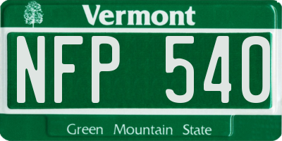 VT license plate NFP540