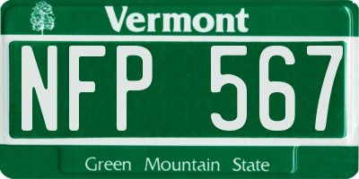 VT license plate NFP567