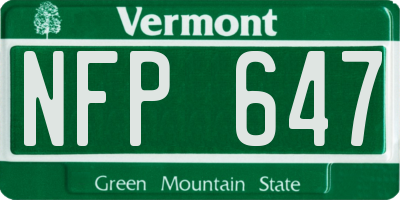 VT license plate NFP647