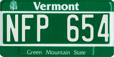 VT license plate NFP654