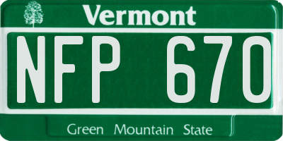 VT license plate NFP670