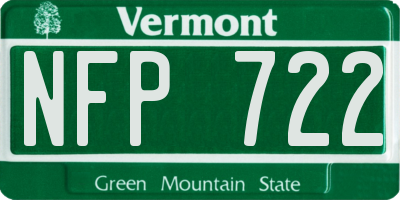 VT license plate NFP722