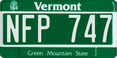 VT license plate NFP747