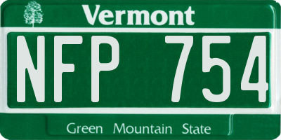 VT license plate NFP754