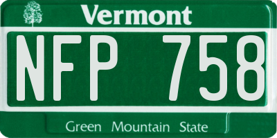 VT license plate NFP758