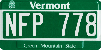 VT license plate NFP778