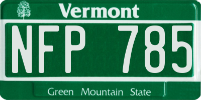 VT license plate NFP785