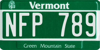 VT license plate NFP789