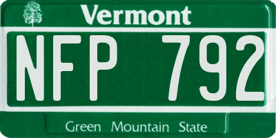 VT license plate NFP792